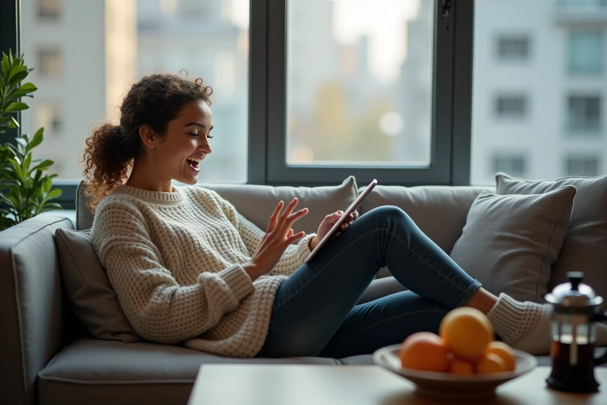 Femme souriante lors d